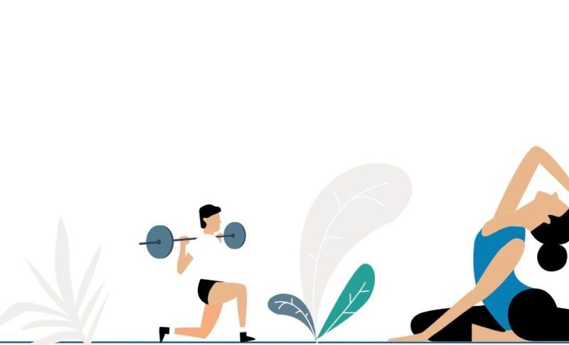 Workforce's wellbeing. This is a header image for the blog. It shows 3 people exercising