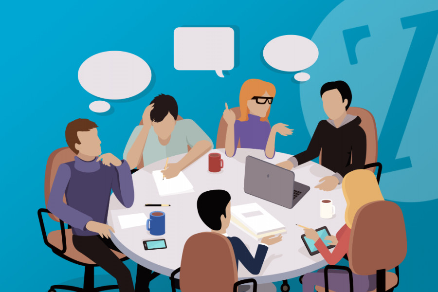 Workplace Wellness. People sitting around a table.